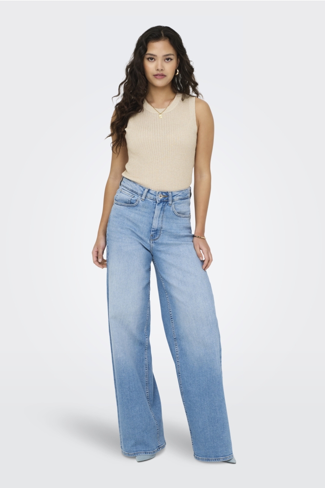 JDYBODILLA S/L O-NECK TOP KNT 15351393 CLOUD DANCER/W GOLD LUR